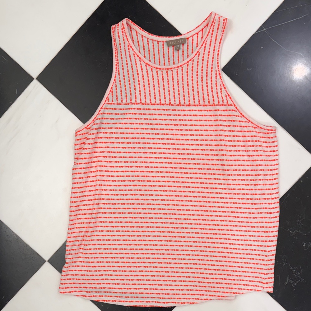 Lilla P Orange and White Striped Tank Top